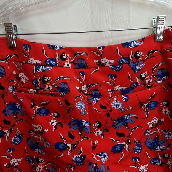 Cynthia Rowley Red and Blue Floral Ankle Pants Size 6 - Picture 11 of 11